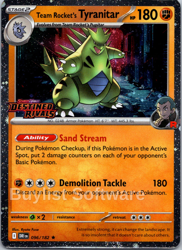 Team Rocket's Tyranitar (Prerelease) [096/182] [Destined Rivals] Holofoil
