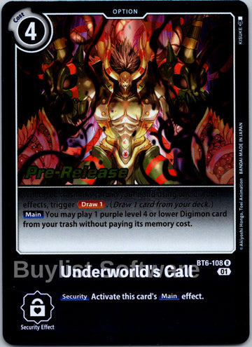 Underworld's Call [BT6-108 R] [Double Diamond Pre-Release Cards] Foil