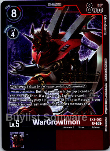 WarGrowlmon (2023 Regionals Participant) [EX3-062 U] [Draconic Roar] Foil