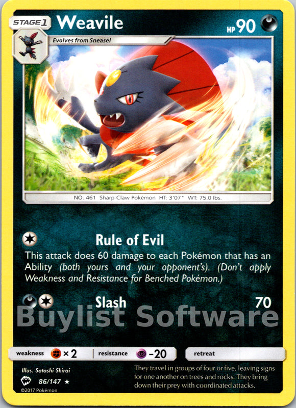 Weavile (086/147) [Sun & Moon: Burning Shadows]