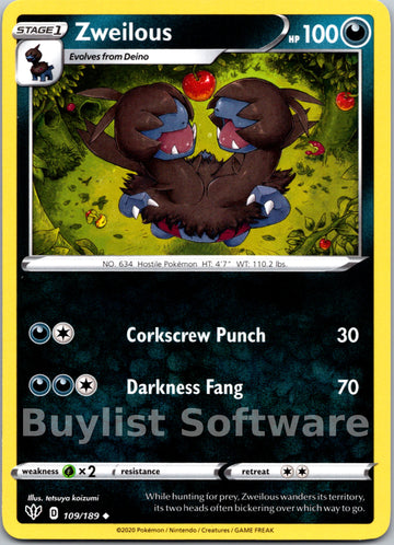 Zweilous (109/189) [SWSH03: Darkness Ablaze]