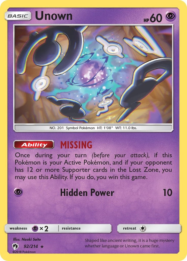 Unown (92) [92/214] [Lost Thunder]