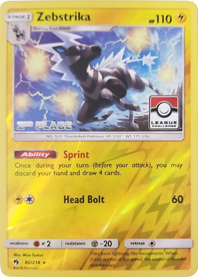 Zebstrika (League Challenge) [2nd Place] [082/214] [League & Championship Cards] Reverse Holofoil