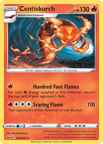 Centiskorch [039/202] [Sword & Shield Base Set] Reverse Holofoil