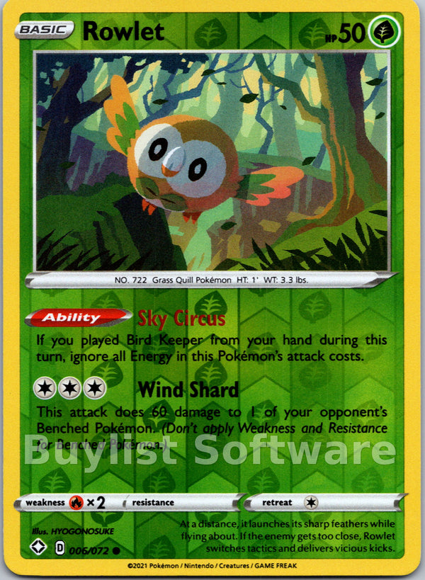 Rowlet [006/072] [Shining Fates] Reverse Holofoil