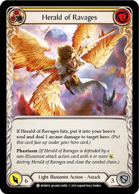 Herald of Ravages (Yellow) [MON018] [Monarch] Unlimited Edition Rainbow Foil
