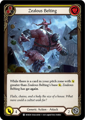 Zealous Belting (Yellow) [MON294] [Monarch] 1st Edition Rainbow Foil