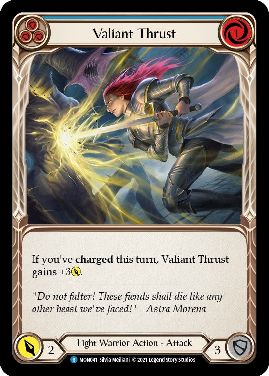 Valiant Thrust (Blue) [MON041] [Monarch] Unlimited Edition Rainbow Foil