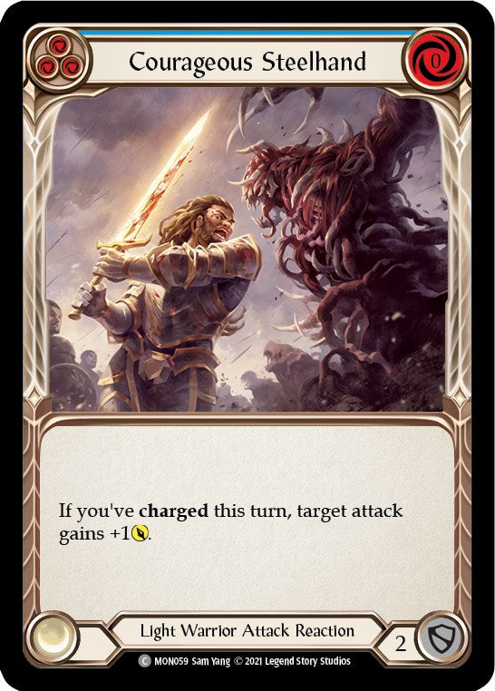 Courageous Steelhand (Blue) [MON059] [Monarch] Unlimited Edition Rainbow Foil