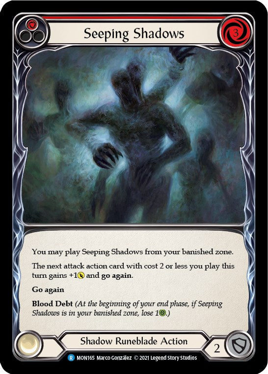 Seeping Shadows (Red) [MON165] [Monarch] 1st Edition Rainbow Foil