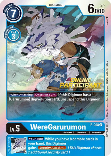 WereGarurumon (2021 Championship Online Regional) [Online Participant] [P-008] [Digimon Promotion Cards] Foil