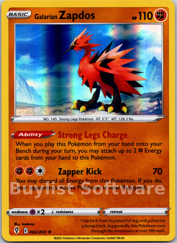 Galarian Zapdos [082/203] [Evolving Skies] Holofoil