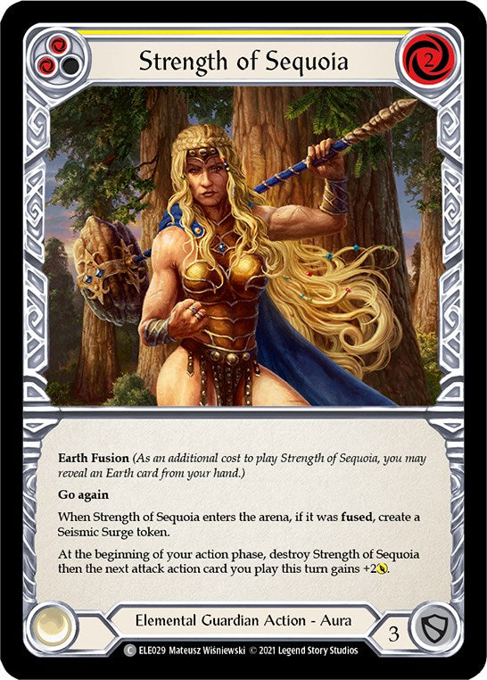 Strength of Sequoia (Yellow) [ELE029] [Tales of Aria] 1st Edition Rainbow Foil