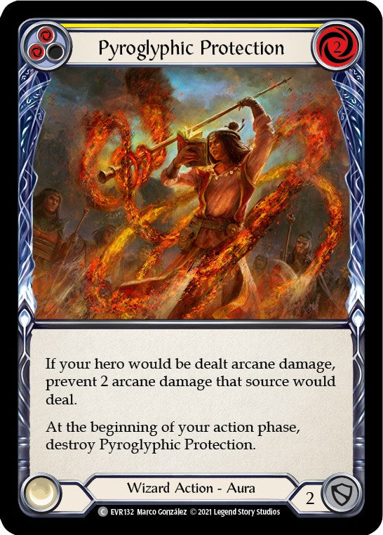 Pyroglyphic Protection (Yellow) [EVR132] [Everfest] 1st Edition Rainbow Foil