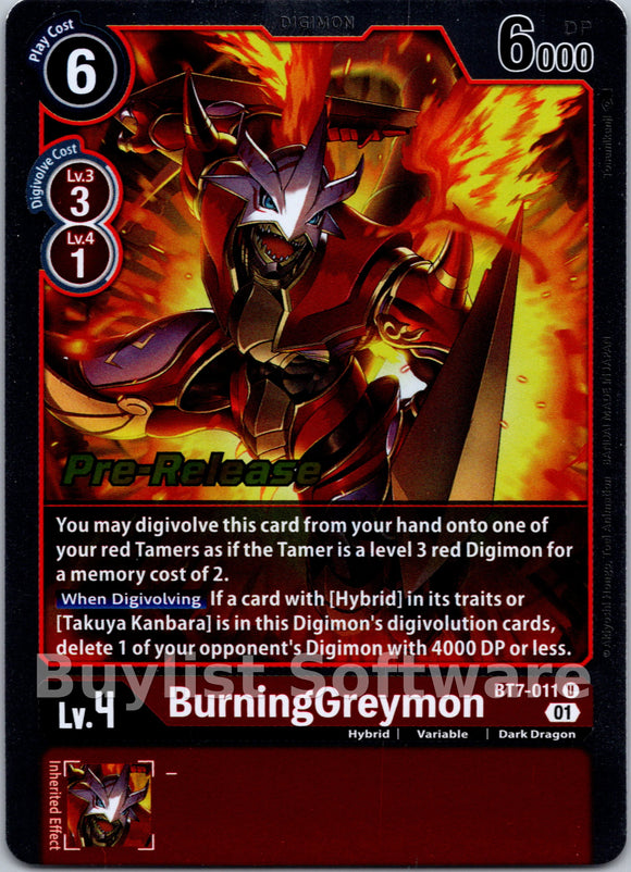 BurningGreymon [BT7-011] [Next Adventure Pre-Release Cards] Foil