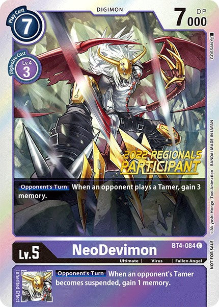 NeoDevimon (2022 Championship Online Regional) [Online Participant] [BT4-084] [Great Legend] Foil