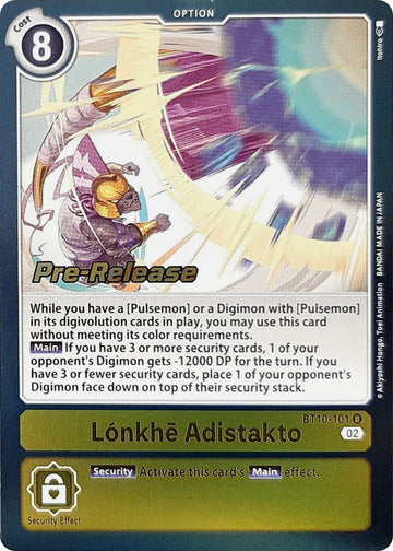 Lonkhe Adistakto [BT10-101] [Xros Encounter Pre-Release Cards] Foil