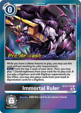 Immortal Ruler [BT10-104 R] [Xros Encounter Pre-Release Cards] Foil