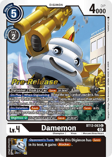 Damemon [BT12-063] [Across Time Pre-Release Cards] Foil