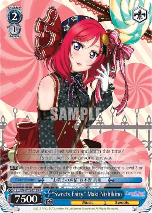 4d91944a-0b46-47fa-bea9-fb030e9bcfeb | ws-ll/en-w02-e129-r-nf-lovelivedxvol2-rar-nm | "Sweets Fairy" Maki Nishikino