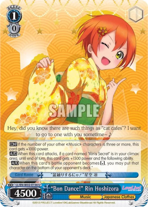 4d91944a-0b46-47fa-bea9-fb030e9bcfeb | ws-ll/en-w02-e136-u-nf-lovelivedxvol2-unc-nm | "Bon Dance!" Rin Hoshizora