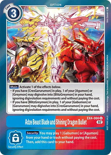 Adze Beast Blade and Shining Dragon Bullet (Alternate Art) [EX4-066 U] [Alternative Being Booster] Foil