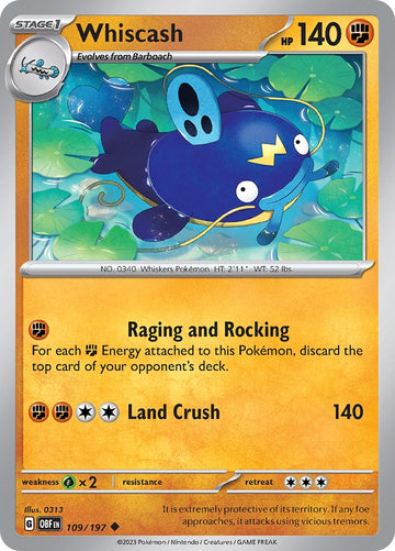 Whiscash [109/197] [Obsidian Flames] Reverse Holofoil