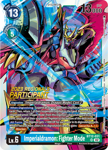 Imperialdramon: Fighter Mode (2023 Regionals Participant) [BT12-031] [Across Time] Foil