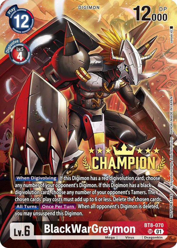 BlackWarGreymon (Digimon 3-On-3 Champion) [BT8-070 SR] [New Awakening] Foil
