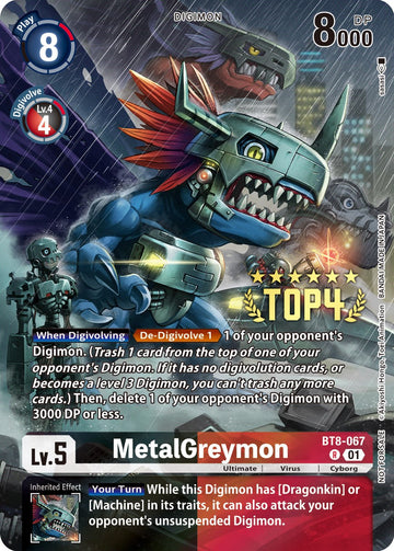 MetalGreymon (Digimon 3-On-3 Top 4) [BT8-067] [New Awakening] Foil