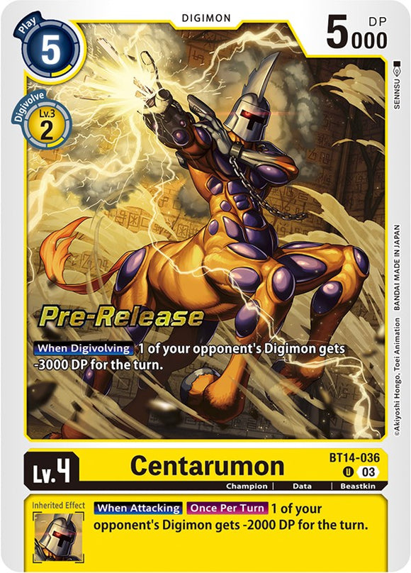 Centarumon [BT14-036] [Blast Ace Pre-Release Cards] Foil