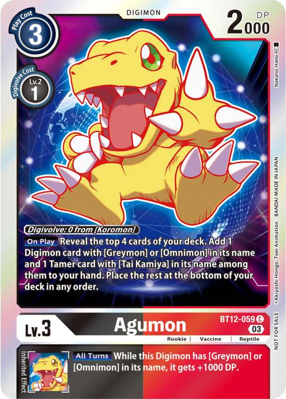 Agumon - BT12-059 (Official Tournament Pack Vol.11) [BT12-059 C] [Across Time] Foil
