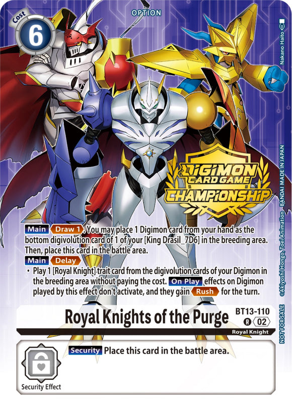 Royal Knights of the Purge (Championship 2023 Tamers Pack) [BT13-110] [Versus Royal Knights] Foil