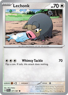 Lechonk [071/091] [Paldean Fates] Reverse Holofoil