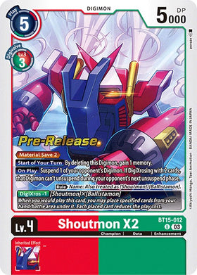 Shoutmon X2 [BT15-012] [Exceed Apocalypse Pre-Release Cards] Foil