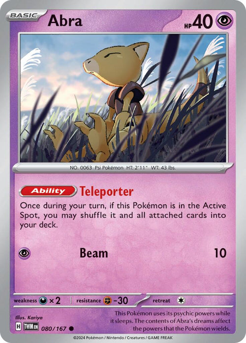 Abra [080/167] [Twilight Masquerade] Reverse Holofoil