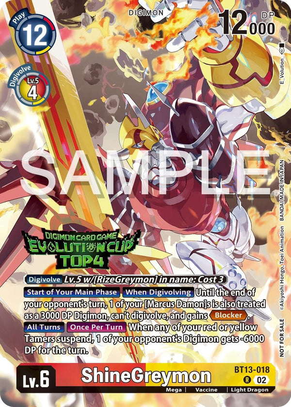 ShineGreymon (2024 Evolution Cup Top 4) [BT13-018] [Versus Royal Knights] Foil
