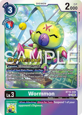 Wormmon [BT16-040] [Beginning Observer Pre-Release Cards] Foil