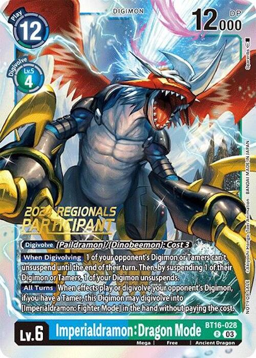 Imperialdramon: Dragon Mode (2024 Regionals Participant) [BT16-028] [Beginning Observer] Foil