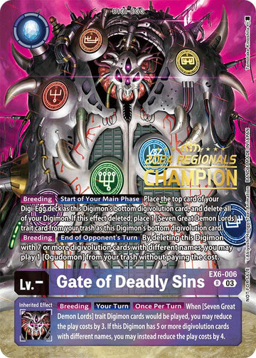 Gate of Deadly Sins (2024 Regionals Champion) [EX6-006] [Infernal Ascension] Foil