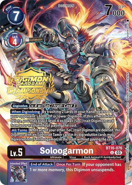 Soloogarmon (Championship 2024 Tamers Pack) [BT16-076] [Beginning Observer] Foil