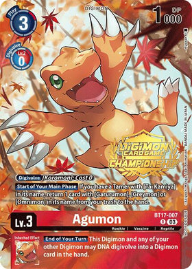 Agumon (Championship 2024 Tamers Pack) [BT17-007] [Secret Crisis] Foil
