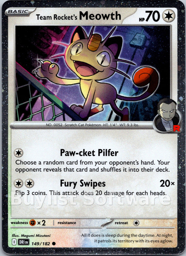 Team Rocket's Meowth (Cosmos Holo) [149/182] [Destined Rivals] Holofoil