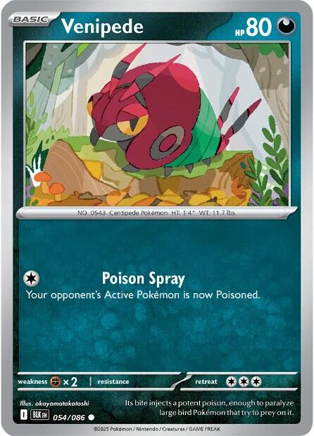 Venipede [054/086] [Black Bolt] Reverse Holofoil