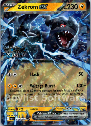 Zekrom ex (Black Bolt Stamped) [034/086] [Black Bolt] Holofoil