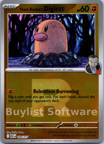 Team Rocket's Diglett (Team Rocket) [100/217] [Ascended Heroes] Reverse Holofoil