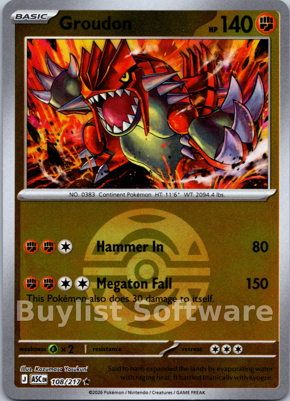 Groudon (Dusk Ball) [108/217] [Ascended Heroes] Reverse Holofoil