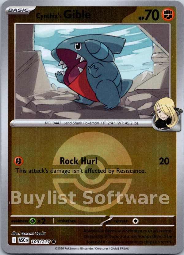 Cynthia's Gible (Poke Ball) [109/217] [Ascended Heroes] Reverse Holofoil