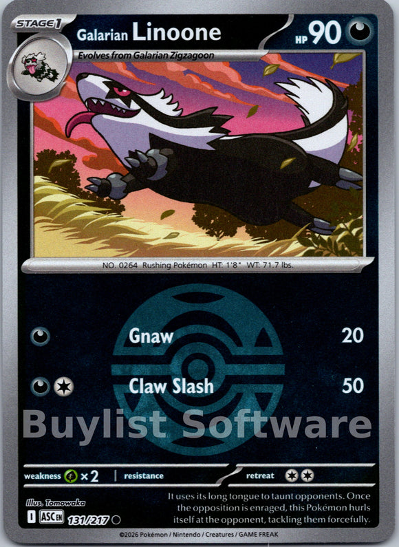 Galarian Linoone (Dusk Ball) [131/217] [Ascended Heroes] Reverse Holofoil