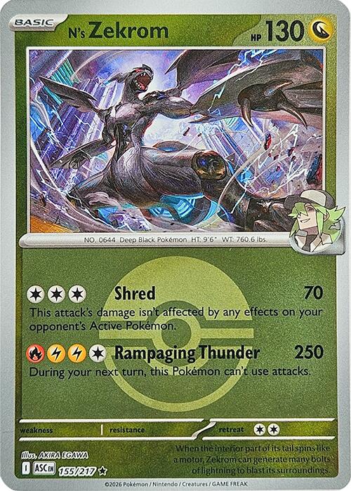 N's Zekrom (Poke Ball) [155/217] [Ascended Heroes] Reverse Holofoil